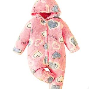 Cozy Pink Heart Kids One Piece